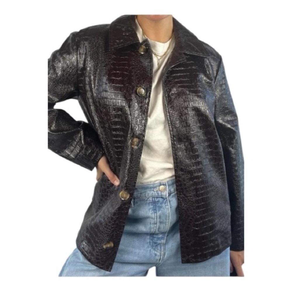 Rachel Comey x Target Faux Croc Leather Jacket Y2K Brown XS | Like New - Picture 8 of 9